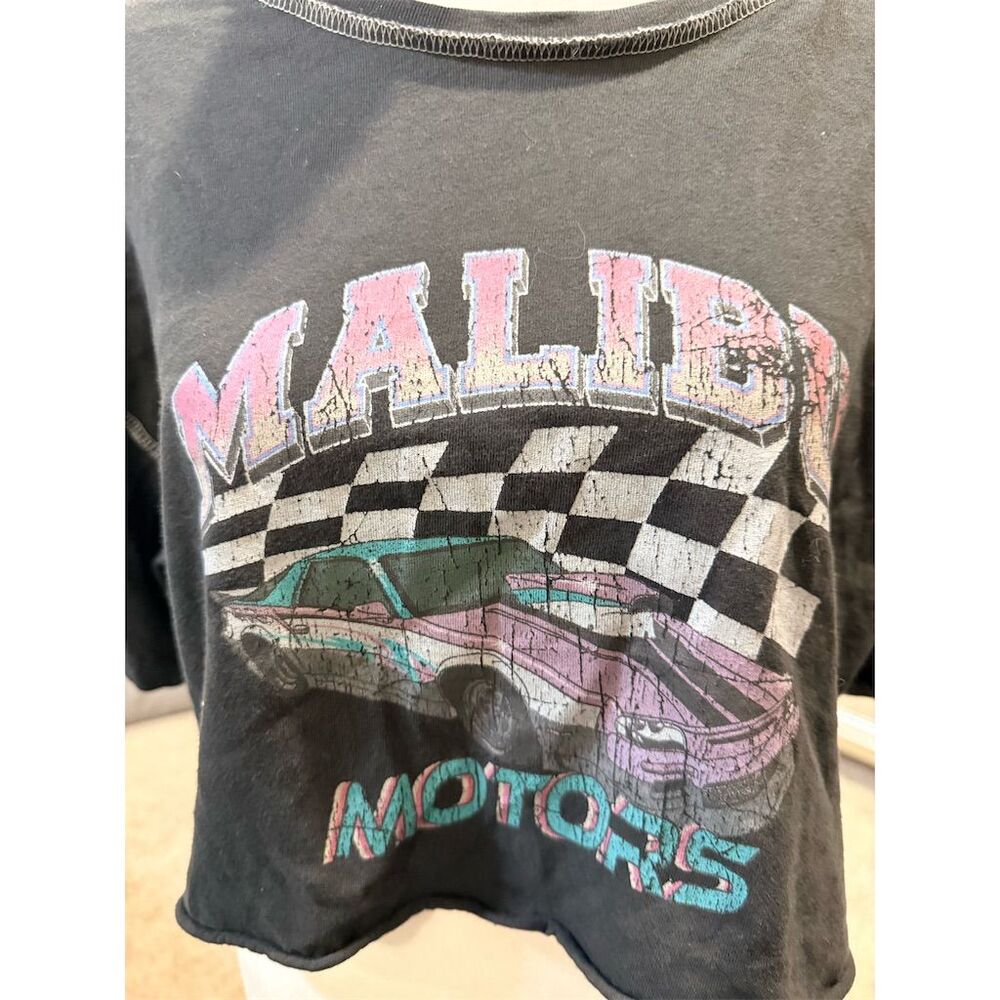 Forever 21 Women's Black Malibu Motors Graphic Crop Top Size M - Picture 4 of 5